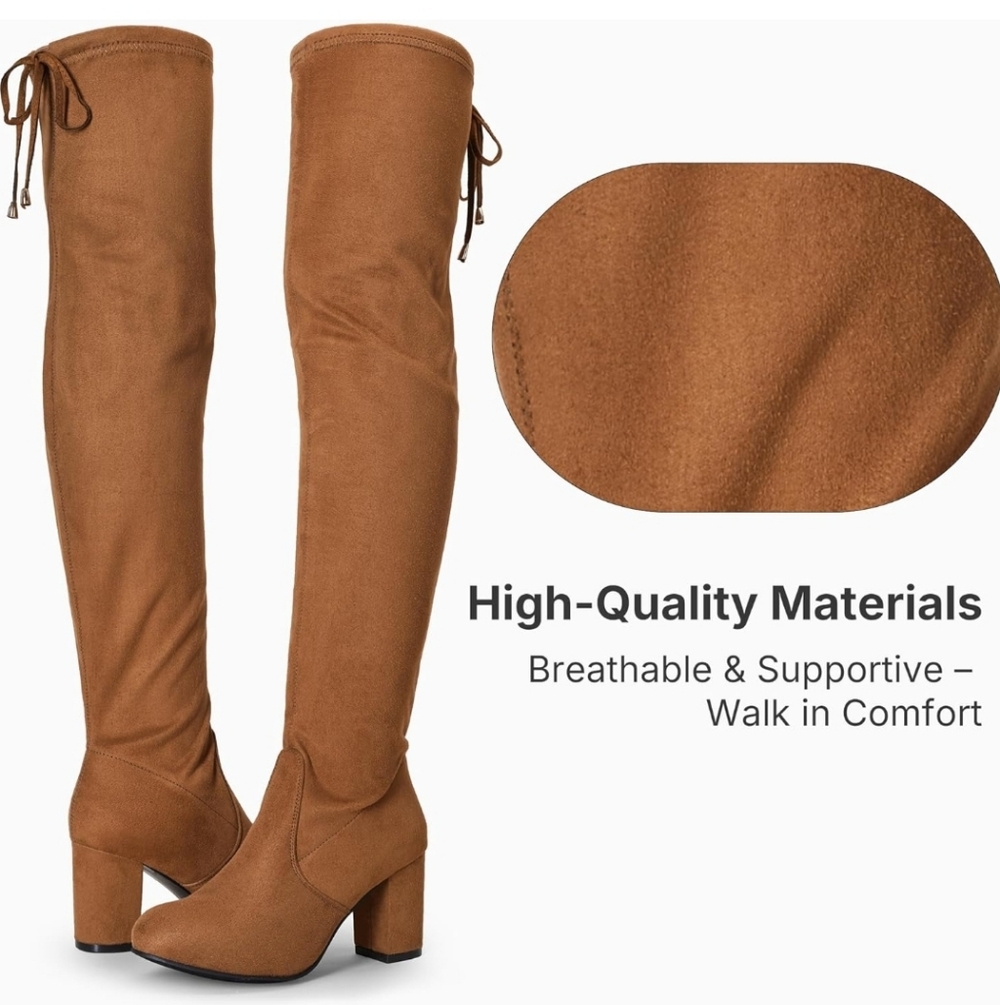 VEPOSE Thigh High Over the Knee High Heel Boots Suede Inner Zipper - Picture 6 of 8